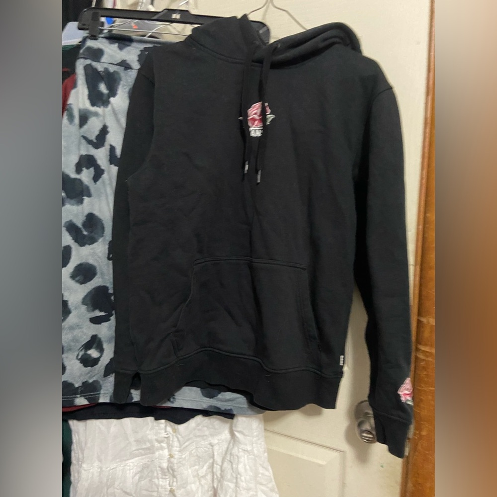 VANS Black Hoodie with Rose Graphic